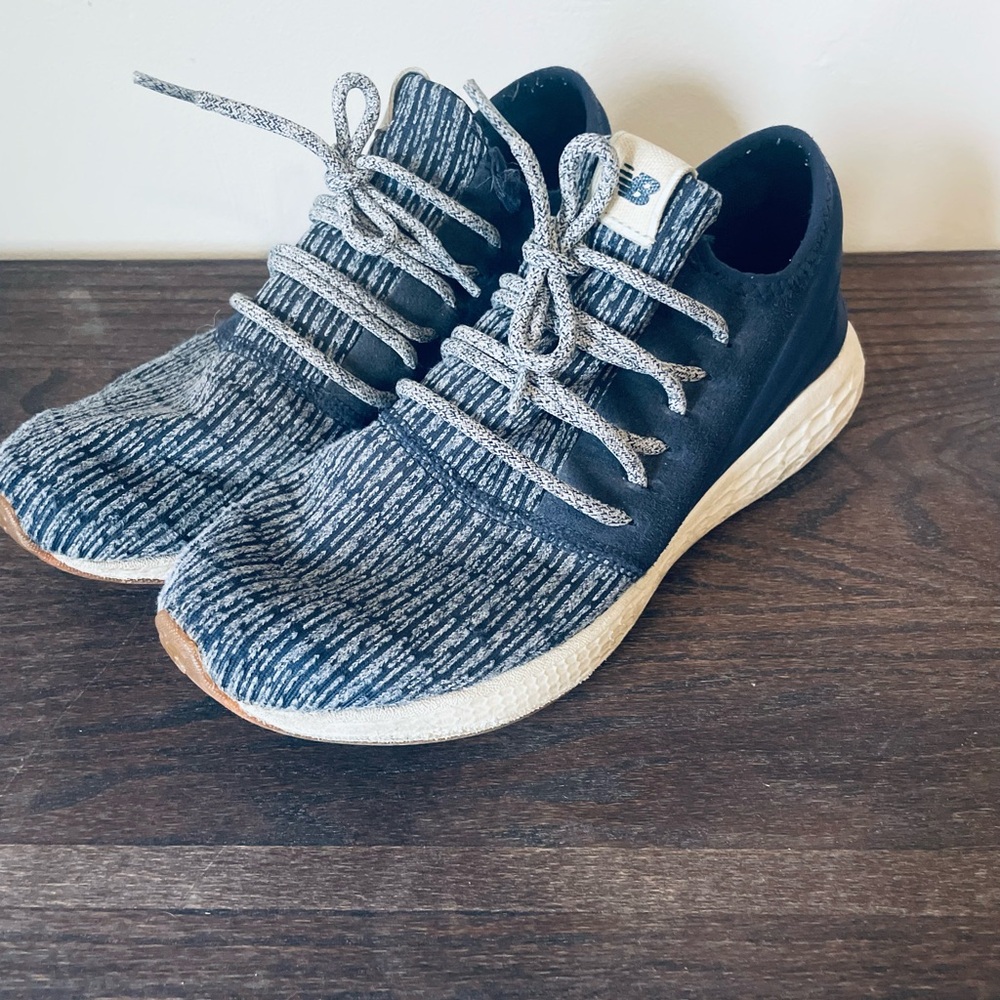 New Balance Charcoal and White Knit Sneakers